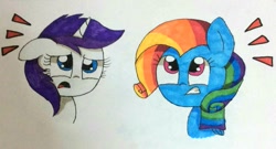 Size: 935x505 | Tagged: source needed, safe, artist:silver meadow, rainbow dash, rarity, pegasus, pony, unicorn, g4, alternate hairstyle, female, mane swap, sketch, traditional art