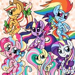 Size: 1024x1022 | Tagged: source needed, safe, artist:silver meadow, applejack, fluttershy, pinkie pie, rainbow dash, rarity, twilight sparkle, alicorn, earth pony, pegasus, pony, unicorn, g4, female, mane six, rainbow power, twilight sparkle (alicorn)