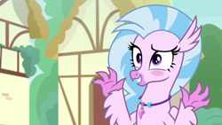 Size: 1280x720 | Tagged: safe, screencap, silverstream, classical hippogriff, hippogriff, g4, season 9, uprooted, adorkable, blushing, cute, diastreamies, dork, female, i'm not cute, reaction image, solo