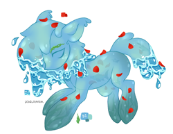 Size: 3240x2504 | Tagged: safe, artist:deadoyster, oc, oc only, fish, pony, high res, seaweed, simple background, solo, water, white background