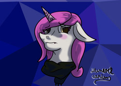 Size: 2100x1500 | Tagged: safe, artist:hemlock conium, primrose (g5), pony, unicorn, g5, bust, clothes, color, digital art, female, mare, portrait, simple background, solo