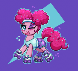 Size: 4000x3658 | Tagged: safe, artist:confetticakez, pinkie pie, earth pony, pony, scare master, alternate hairstyle, blush sticker, blushing, clothes, colored pupils, costume, cute, diapinkes, high res, nightmare night costume, one eye closed, open mouth, pinkie puffs, solo, wink