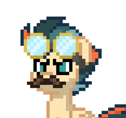 Size: 388x363 | Tagged: safe, oc, oc only, oc:turbo swifter, pony, pony town, facial hair, goggles, male, moustache, simple background, solo, stallion, transparent background