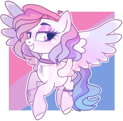 Size: 1278x1259 | Tagged: safe, artist:sunfloweret, oc, oc only, pegasus, pony, base used, bedroom eyes, female, flying, jewelry, looking back, mare, necklace, show accurate, smiling, solo, watermark