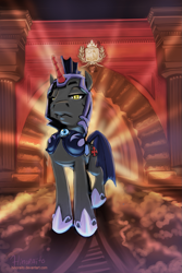 Size: 855x1283 | Tagged: safe, artist:hinoraito, oc, oc only, pony, unicorn, male, night guard, solo, stallion