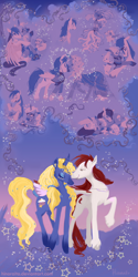 Size: 720x1440 | Tagged: safe, artist:hinoraito, oc, oc only, oc:forest feather, oc:starry dreams, pegasus, pony, unicorn, female, male, mare, nuzzling, shipping