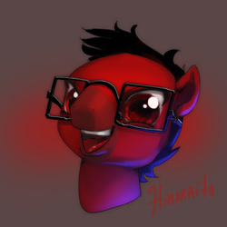 Size: 600x600 | Tagged: safe, artist:hinoraito, oc, oc only, pony, bust, glasses, male, portrait, solo