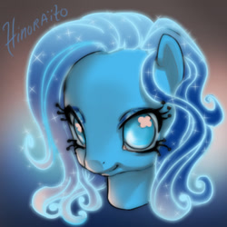 Size: 600x600 | Tagged: safe, artist:hinoraito, oc, oc only, pony, bust, glowing mane, portrait, solo, wingding eyes