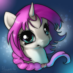 Size: 600x600 | Tagged: safe, artist:hinoraito, oc, oc only, oc:quill, pony, unicorn, braid, bust, female, mare, portrait, solo