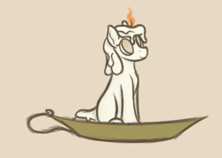 Size: 1202x857 | Tagged: safe, artist:ahorseofcourse, oc, oc only, object pony, original species, pony, beige background, candle, fire, i can't believe it's not badumsquish, ponified, simple background, sitting, solo