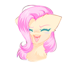 Size: 1000x1000 | Tagged: safe, artist:thieftea, fluttershy, pegasus, pony, g4, bust, cute, eyes closed, open mouth, open smile, portrait, shyabetes, simple background, sketch, smiling, solo, white background, yay