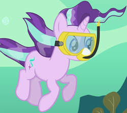 Size: 2458x2197 | Tagged: safe, artist:shutterflyeqd, starlight glimmer, pony, unicorn, g4, bubble, cropped, cute, dive mask, female, flowing mane, flowing tail, glimmerbetes, goggles, high res, mare, ocean, seaweed, snorkel, snorkeling, solo, swimming, tail, underwater, water