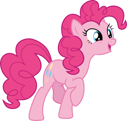 Size: 3137x3000 | Tagged: safe, artist:cloudy glow, pinkie pie, earth pony, pony, g4, not asking for trouble, .ai available, female, full body, high res, hooves, mare, open mouth, open smile, raised hoof, raised leg, simple background, smiling, solo, tail, transparent background, vector