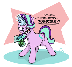 Size: 2438x2242 | Tagged: safe, artist:doodledonutart, starlight glimmer, pony, unicorn, g4, comic, food, high res, jar, magic, pickle, simple background, solo, struggling, telekinesis, white background