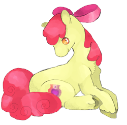 Size: 1016x1000 | Tagged: safe, artist:yfeyffis, apple bloom, earth pony, pony, g4, female, filly, foal, simple background, sitting, smiling, solo, transparent background, unshorn fetlocks