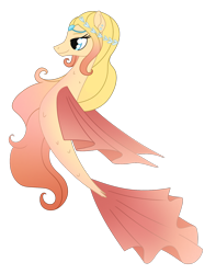 Size: 1416x1801 | Tagged: safe, artist:dyonys, oc, oc only, oc:belle chante, merpony, blue eyes, dorsal fin, female, fish tail, flowing mane, flowing tail, gem, hairband, mare, simple background, smiling, solo, tail, transparent background