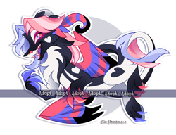 Size: 2697x2069 | Tagged: safe, artist:gkolae, oc, oc only, draconequus, abstract background, adoptable, draconequus oc, high res, smiling, solo, watermark