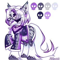 Size: 1080x1080 | Tagged: safe, artist:dillice, oc, oc only, earth pony, pony, clothes, ear fluff, ear piercing, earth pony oc, neckerchief, nose piercing, nose ring, piercing, raised hoof, simple background, skull, solo, unshorn fetlocks, white background