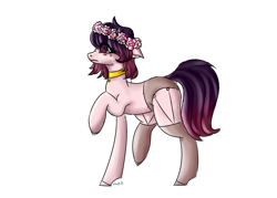 Size: 2800x2000 | Tagged: safe, alternate version, artist:dillice, oc, oc only, earth pony, pony, background removed, choker, clothes, earth pony oc, female, floral head wreath, flower, high res, mare, panties, signature, simple background, socks, solo, underwear, white background