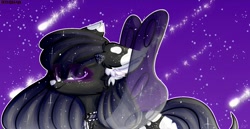 Size: 1665x860 | Tagged: safe, artist:dillice, oc, oc only, pegasus, pony, ear fluff, female, mare, night, solo, stars