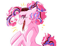 Size: 2732x2135 | Tagged: safe, artist:damayantiarts, pinkie pie, earth pony, pony, g4, bust, eyelashes, female, forked tongue, high res, mare, punk, redesign, simple background, solo, white background