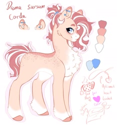 Size: 1895x2023 | Tagged: safe, artist:damayantiarts, oc, oc only, earth pony, pony, chest fluff, colored hooves, ear piercing, earth pony oc, female, mare, piercing, reference sheet, smiling, solo
