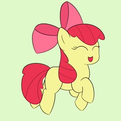 Size: 2470x2461 | Tagged: safe, artist:toryu137, apple bloom, earth pony, pony, g4, female, filly, foal, happy, high res, no nose, prancing, simple background, solo
