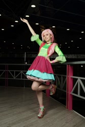 Size: 720x1080 | Tagged: safe, fluttershy, human, rubronycon, g4, clothes, cosplay, costume, feet, folk fluttershy, irl, irl human, photo, russia, sandals, solo