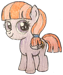 Size: 543x649 | Tagged: safe, artist:jebens1, ting-a-ling, pegasus, pony, g1, g4, my little pony tales, bell, female, filly, foal, generation leap, simple background, smiling, solo, traditional art, transparent background, wings
