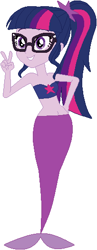 Size: 204x526 | Tagged: safe, artist:selenaede, artist:sturk-fontaine, sci-twi, twilight sparkle, human, mermaid, equestria girls, g4, base used, female, fish tail, glasses, mermaid sci-twi, mermaid tail, mermaidized, mermay, peace sign, simple background, solo, species swap, tail, white background