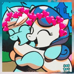 Size: 640x640 | Tagged: safe, artist:fruitypieq, bon bon, lyra heartstrings, sweetie drops, g4, female, lesbian, ship:lyrabon, shipping