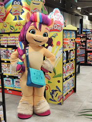 Size: 720x960 | Tagged: safe, sunny starscout, earth pony, pony, g5, france, fursuit, irl, mascot costume, photo, play-doh, ponysuit