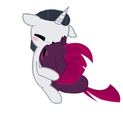 Size: 500x500 | Tagged: safe, artist:decokenite, artist:madzbases, chancellor neighsay, fizzlepop berrytwist, tempest shadow, pony, unicorn, g4, blushing, broken horn, caress, chibi, duo, eyes closed, eyeshadow, female, floppy ears, horn, hug, makeup, male, mare, shipping, simple background, smooch, stallion, straight, tempest neighsay, transparent background