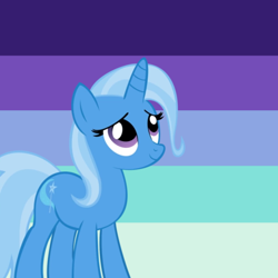 Size: 640x640 | Tagged: safe, artist:it-is-85-degrees, artist:recu153, edit, trixie, pony, unicorn, g4, cute, diatrixes, female, looking up, mare, pride flag, smiling, solo