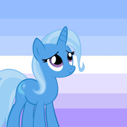 Size: 640x640 | Tagged: safe, artist:it-is-85-degrees, artist:recu153, edit, trixie, pony, unicorn, g4, cute, diatrixes, female, looking up, mare, pride flag, smiling, solo