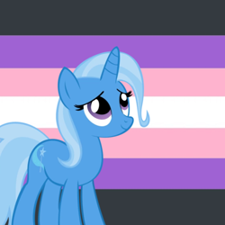 Size: 640x640 | Tagged: safe, artist:it-is-85-degrees, artist:recu153, edit, trixie, pony, unicorn, g4, cute, diatrixes, female, looking up, mare, pride flag, smiling, solo