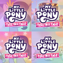 Size: 1920x1920 | Tagged: safe, edit, edited screencap, editor:itsmgh1203, screencap, izzy moonbow, pipp petals, sunny starscout, zipp storm, bunnycorn, earth pony, pegasus, pony, rabbit, unicorn, clip trot, foal me once, g5, mane melody, my little pony: tell your tale, the unboxing of izzy, spoiler:g5, spoiler:my little pony: tell your tale, spoiler:tyts01e05, spoiler:tyts01e06, spoiler:tyts01e07, spoiler:tyts01e08, animal, cellphone, collage, female, food, mane stripe sunny, mare, my little pony logo, open mouth, open smile, phone, pony history, sandwich, smartphone, smiling