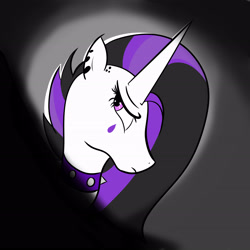 Size: 3508x3508 | Tagged: safe, artist:reinbou, princess celestia, alicorn, pony, between dark and dawn, g4, celestia is not amused, goth, high res, pink eyes, punklestia, simple background, solo, unamused