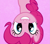 Size: 617x548 | Tagged: safe, screencap, pinkie pie, earth pony, pony, all bottled up, g4, my little pony: friendship is magic, season 7, best friends until the end of time, bust, cartoon physics, cropped, cute, diapinkes, female, grin, happy, in which pinkie pie forgets how to gravity, mare, pink background, pinkie being pinkie, pinkie physics, simple background, smiling, solo, upside down