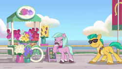 Size: 1920x1080 | Tagged: safe, edit, screencap, dahlia, hitch trailblazer, earth pony, pony, foal me once, g5, my little pony: tell your tale, spoiler:tyts01e08, animated, female, glasses, law and order, male, mare, meme, ponified meme, sheriff, sound, stallion, webm