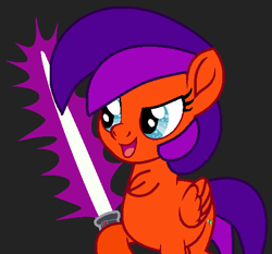 Size: 520x484 | Tagged: safe, artist:elementbases, artist:jadeharmony, oc, oc only, oc:jade harmony, pegasus, pony, base used, black background, chest fluff, crossover, female, lightsaber, mare, may the fourth be with you, open mouth, simple background, solo, star wars, weapon