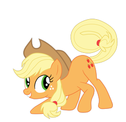 Size: 1700x1646 | Tagged: safe, artist:gmaplay, applejack, earth pony, pony, g4, ass up, female, freckles, full body, grin, hooves, long tail, mare, simple background, smiling, solo, standing, tail, transparent background