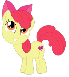 Size: 1900x2115 | Tagged: safe, artist:gmaplay, apple bloom, earth pony, pony, g4, adorabloom, apple bloom's bow, ass up, bow, cute, female, filly, foal, full body, grin, hair bow, high res, hooves, simple background, smiling, solo, standing, tail, transparent background