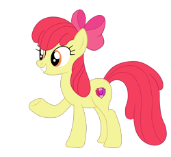 Size: 1900x1740 | Tagged: safe, artist:gmaplay, apple bloom, earth pony, pony, g4, apple bloom's bow, bow, female, full body, grin, hair bow, hooves, mare, older, older apple bloom, raised hoof, simple background, smiling, solo, standing, tail, transparent background