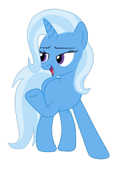 Size: 1510x2201 | Tagged: safe, artist:gmaplay, trixie, pony, unicorn, g4, female, front view, full body, hooves, horn, lidded eyes, mare, open mouth, open smile, raised hoof, simple background, smiling, solo, standing, transparent background