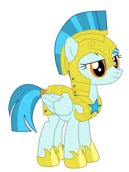 Size: 1415x1878 | Tagged: safe, artist:gmaplay, guardian angel (g4), pegasus, pony, g4, female, folded wings, full body, guardsmare, hoof shoes, lidded eyes, mare, royal guard, simple background, smiling, solo, standing, tomboy, transparent background, wings