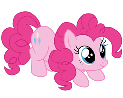Size: 1354x1080 | Tagged: safe, artist:gmaplay, pinkie pie, earth pony, pony, g4, ass up, butt, crouching, cute, diapinkes, female, full body, mare, plot, simple background, smiling, solo, tail, transparent background