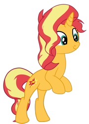 Size: 1385x1922 | Tagged: safe, artist:gmaplay, sunset shimmer, pony, unicorn, g4, bipedal, cute, female, full body, hooves, horn, mare, rearing, shimmerbetes, simple background, smiling, solo, tail, transparent background, two toned mane, two toned tail