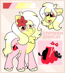 Size: 1700x1900 | Tagged: safe, artist:euspuche, oc, oc only, oc:carmen garcía, earth pony, pony, female, looking at you, reference sheet, solo, spanish, worried