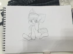 Size: 2048x1536 | Tagged: safe, artist:up_p_ab, apple bloom, earth pony, pony, g4, female, filly, foal, irl, pencil drawing, photo, sketch, solo, traditional art